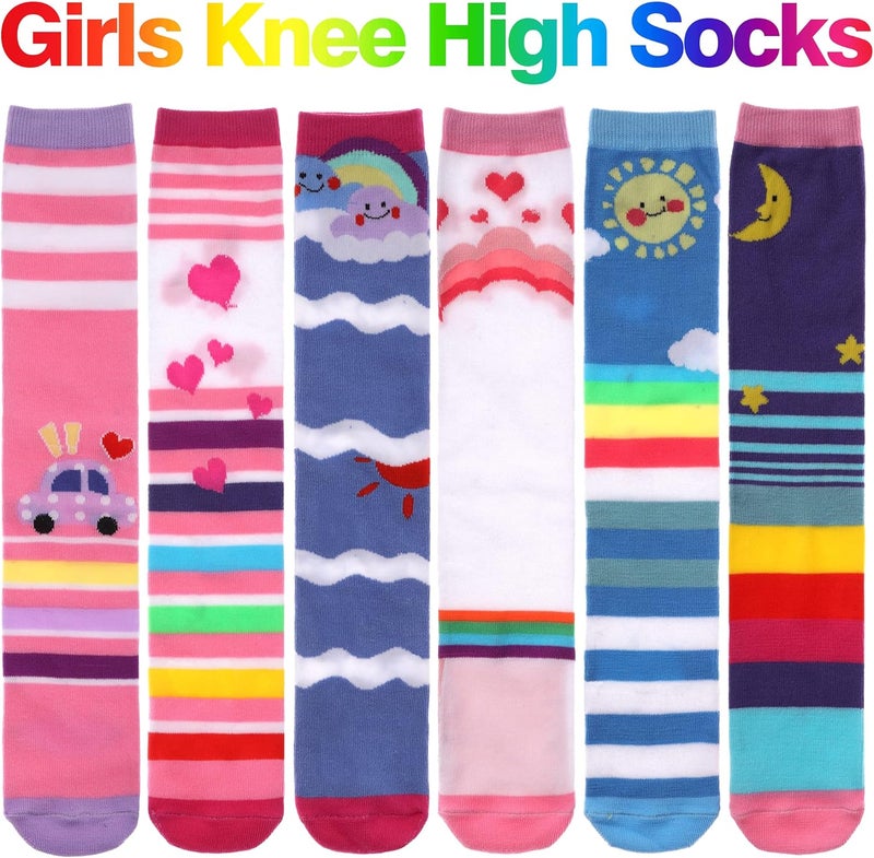 SDBING Kids Girls Knee High Socks Crazy Funny Gift Novelty Soft Cute Animal Dress Long Socks 6 Pairs - Image 2
